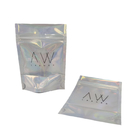 Προσαρμοσμένο ολογραφικό αλουμινένιο φύλλο διαφανές μπροστινό φερμουάρ σακούλες Mylar απρόσβλητες από μυρωδιά επανακλειδωτές πλαστικές συσκευασίες