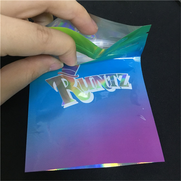 Ανθεκτικές φερμουάρ κλειδαριών πλαστικών τσαντών Runtz Mylar τσάντες Runtz ζιζανίων μπισκότων ολογραφικές