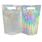 Διαφανείς πλαστικές ολογραφικές τσάντες Mylar φύλλων αλουμινίου αργιλίου τσαντών καλλυντικές με τη λαβή φερμουάρ
