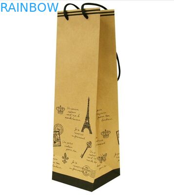 Προσαρμοσμένη συσκευάζοντας τσάντα ντυμένου εγγράφου με τη λαβή για το κρασί και το δώρο