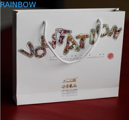 Φιλική προς το περιβάλλον προσαρμοσμένη λαβή καυτή σφράγιση τσαντών εγγράφου με το ασήμι λογότυπων