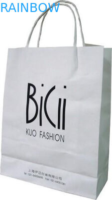 Τυπωμένη λογότυπο τσάντα εγγράφου αγορών που συσκευάζει το άσπρο γραμμάριο 110 επαναχρησιμοποιήσιμο