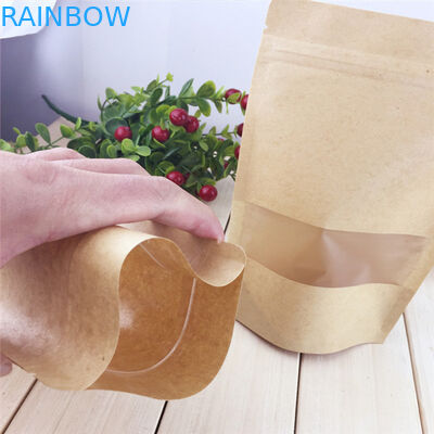 Σαφείς προσαρμοσμένες παράθυρο τσάντες εγγράφου, τσάντες καφετιού εγγράφου φερμουάρ