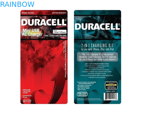 Φιλική προς το περιβάλλον κόκκινη συσκευασία καρτών φουσκαλών για τη συσκευασία φορτιστών USB με το λογότυπο που τυπώνεται