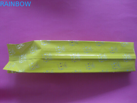 Το δευτερεύον Gusset κίτρινο καφέ φύλλο αλουμινίου αργιλίου φασολιών συσκευάζοντας συγκολλά με θερμότητα