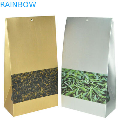 Η κίτρινη αργυροειδής μεταλλίνη τελειώνει την πλαστική συσκευάζοντας τσάντα με τετραγωνικό Bpttom για το τσάι