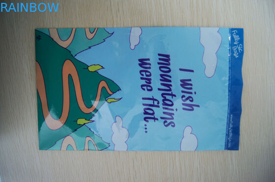 Τυπωμένο Ldpe μπλε τσαντών σφραγίδων πιασιμάτων με τα μικρά κινούμενα σχέδια για τα παιχνίδια παιδιών