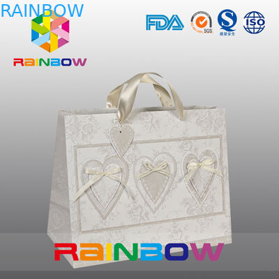 Μοναδικές τσάντες εγγράφου σχεδίου άσπρες/κόκκινες τυπωμένες συνήθεια με τη λαβή