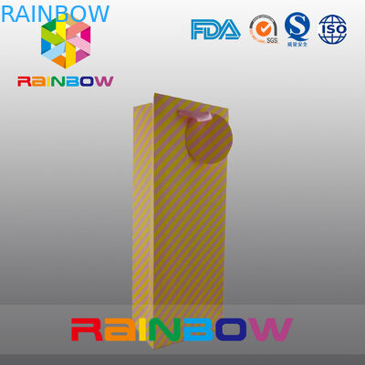 Βιοδιασπάσιμες προσαρμοσμένες τσάντες εγγράφου με το σχοινί PP για τη συσκευασία μπουκαλιών κόκκινου κρασιού