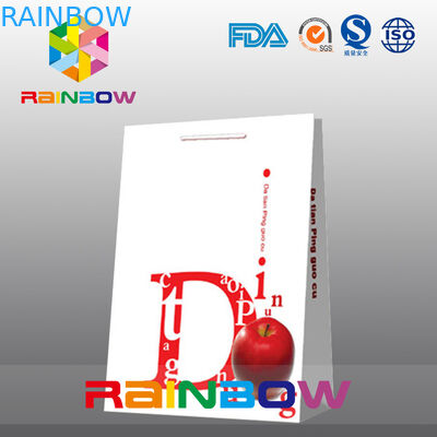 Άσπρη προσαρμοσμένη τσάντα αγορών εγγράφου λογότυπων χαρτονιού επίπεδων κατώτατων σημείων τσαντών εγγράφου