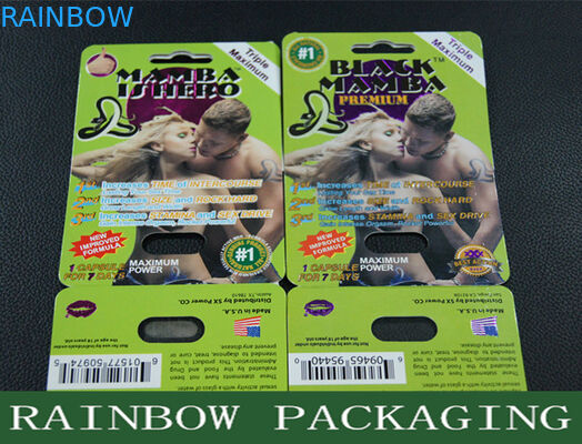 Μαύρα χάπια φύλων Mamba που συσκευάζουν τη συσκευασία καρτών φουσκαλών για την αύξηση των ατόμων