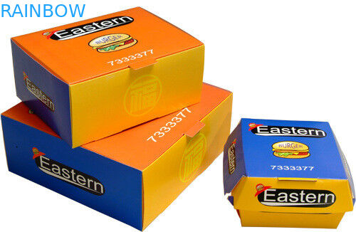 Συσκευασία κιβωτίων εγγράφου Premiium με τυπωμένο το συνήθεια σχέδιο για το εστιατόριο γρήγορου φαγητού