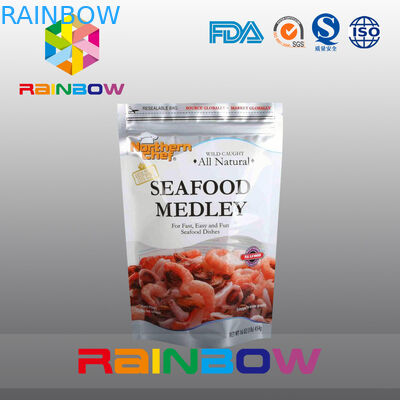 Σακούλα φύλλων αλουμινίου αργιλίου που συσκευάζει Sthand επάνω με το φερμουάρ για τα θαλασσινά