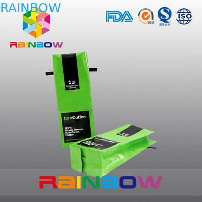 Στιλπνό δευτερεύον Gusset φύλλο αλουμινίου αργιλίου τσαντών τσαγιού συσκευάζοντας, πράσινη σακούλα καφέ δεσμών κασσίτερου