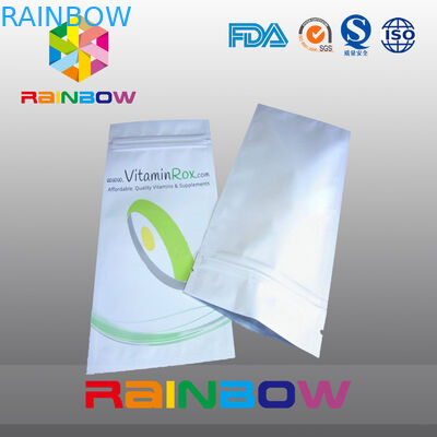 Άσπρη συσκευασία πλαστικών σακουλών βαθμού κατώτατων τροφίμων φραγμών με τη συνήθεια φύλλων αλουμινίου αργιλίου που τυπώνεται