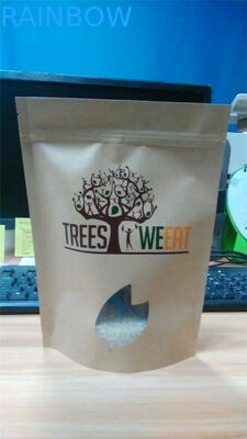 Τυπωμένες λογότυπο τσάντες σφραγίδων πιασιμάτων/τσάντα εγγράφου της Kraft για το μίγμα ψησίματος με το παράθυρο και Ziplock