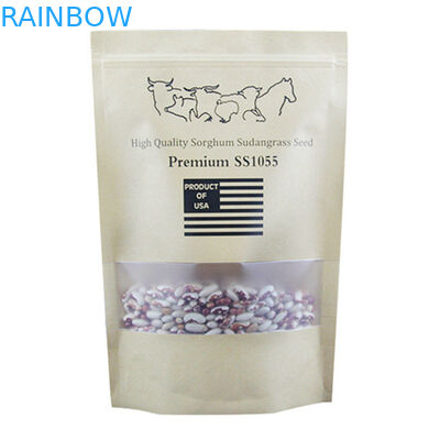 Τυπωμένο συνήθεια Resealable τυπωμένο παράθυρο τσαντών εγγράφου της Kraft για τους σπόρους εγκαταστάσεων