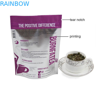Τυπωμένη συσκευασία τσαντών τσαγιού Mylat με Ziplock, Reclosable τσάι συνήθειας που συσκευάζει το πακέτο Doy