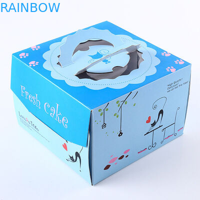 Ρόδινο μπλε τετραγωνικό κιβώτιο εγγράφου κέικ γενεθλίων που συσκευάζει/κιβώτιο δώρων που προσαρμόζεται