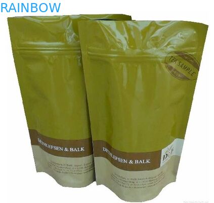 Στάση βαθμού τροφίμων επάνω στη πλαστική τσάντα φύλλων αλουμινίου αργιλίου για τη συσκευασία τσαγιού με την κορυφή φερμουάρ