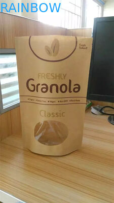 Η συνήθεια τύπωσε την τσάντα εγγράφου της Kraft στάσεων επάνω, συσκευασία τσαντών πρόχειρων φαγητών με το παράθυρο