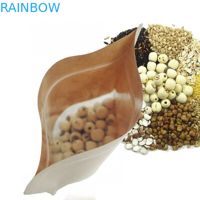 Τσάντα εγγράφου της Kraft βαθμού τροφίμων με το σαφές παράθυρο/τσάντα Mylay για το φασόλι, καραμέλα, ψωμί, καφές