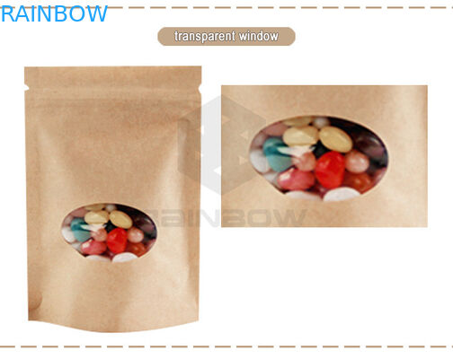 Ziplock στάση επάνω στην τσάντα καφετιού εγγράφου της Kraft σακουλών για την ξηρά συσκευασία καραμελών καρυδιών φρούτων