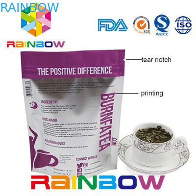 Δευτερεύουσα Ziplock φύλλων αλουμινίου αργιλίου τσαντών τσαγιού εγγράφου της Kraft πακέτων Gusseted Doy συσκευάζοντας πλαστική σακούλα