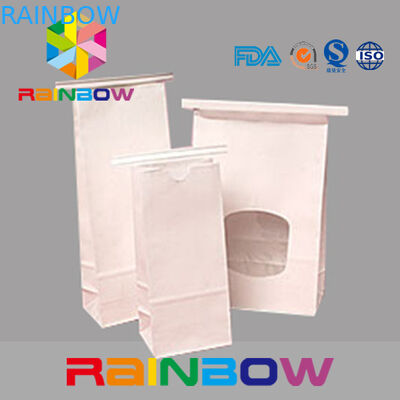 Άσπρες τσάντες παραθύρων επίπεδων κατώτατων σημείων εγγράφου της Kraft με το δεσμό κασσίτερου, συσκευασία σπόρου Chia