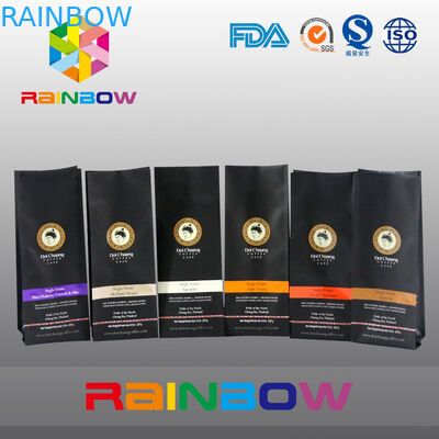 Μαύρες 70g 100g 250g 500g πλαστικές σακούλες που συσκευάζουν τη στάση επάνω στην τσάντα φασολιών καφέ με τη βαλβίδα