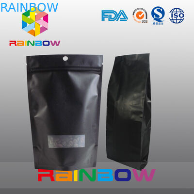 Μαύρες 70g 100g 250g 500g πλαστικές σακούλες που συσκευάζουν τη στάση επάνω στην τσάντα φασολιών καφέ με τη βαλβίδα