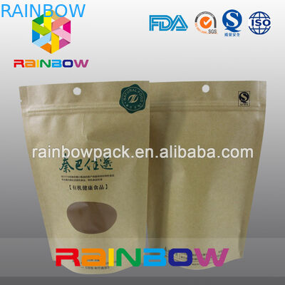 Ανακυκλώσιμη 2oz στάση Doypack εγγράφου της Kraft επάνω στις τσάντες καφέ με το παράθυρο