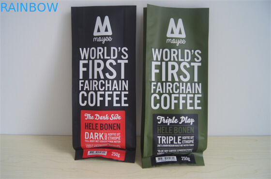 Προσαρμοσμένες δευτερεύουσες gusset τσάντες καφέ φύλλων αλουμινίου αργιλίου με τη βαλβίδα, κόκκινος πράσινος