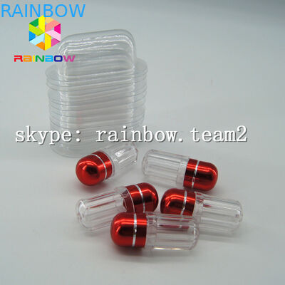 Σαφές μπουκάλι ιατρικής καψών πλαστικό, εμπορευματοκιβώτιο χαπιών φύλων με το φύλλο αλουμινίου αργιλίου χρυσή ΚΑΠ