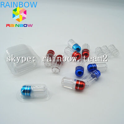 Σαφές μπουκάλι ιατρικής καψών πλαστικό, εμπορευματοκιβώτιο χαπιών φύλων με το φύλλο αλουμινίου αργιλίου χρυσή ΚΑΠ