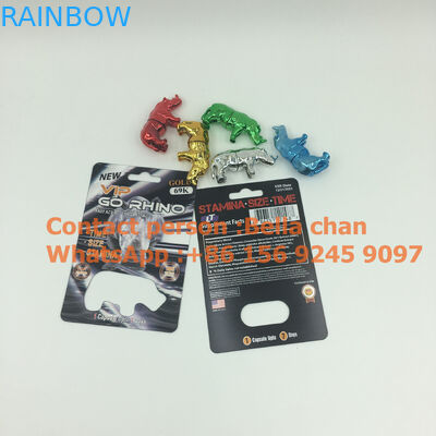 Ασημένια/χρυσά παιχνίδια ρινοκέρων χαπιών φύλων Shinny για Go τη συσκευασία ρινοκέρων, μπουκάλια μορφής ρινοκέρων μετάλλων