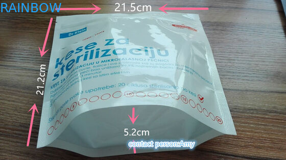 Η στάση επάνω στο FDA τσαντών ανταπαντήσεων αποστειρωτή ατμού μικροκυμάτων ενέκρινε την πλαστική σακούλα αποστειρωτή μικροκυμάτων φερμουάρ