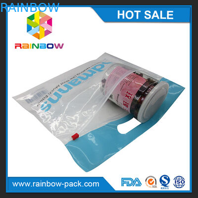πλαστικό zip-lock συσκευασίας τροφίμων συνήθειας επαναχρησιμοποιήσιμο τοποθετεί ziplock ολισθαινόντων ρυθμιστών την τσάντα με τη στάση λογότυπων επάνω στο σαφές μέτωπο τσαντών σε σάκκο
