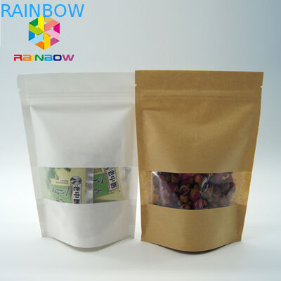 Eco - φιλική τυπωμένη στάση εγγράφου επάνω στις σακούλες με το σαφή παράθυρο και το φερμουάρ