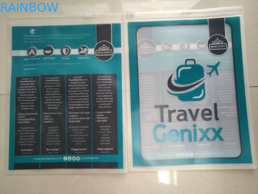 Σαφής διαφανής τσάντα PVC, τσάντα τρία κρεμαστρών PVC καρφιτσών ενδυμάτων δευτερεύουσα σφραγίδα