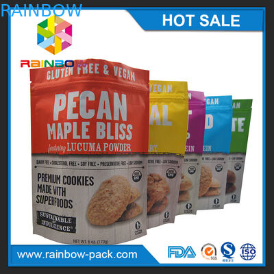 το τσιπ φύλλων αλουμινίου αργιλίου τοποθετεί τη συσκευάζοντας στάση φύλλων αλουμινίου αργιλίου τσιπ επάνω ziplock 250g στα μπισκότα σε σάκκο που συσκευάζουν τη σακούλα