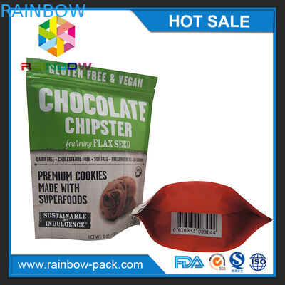 το τσιπ φύλλων αλουμινίου αργιλίου τοποθετεί τη συσκευάζοντας στάση φύλλων αλουμινίου αργιλίου τσιπ επάνω ziplock 250g στα μπισκότα σε σάκκο που συσκευάζουν τη σακούλα