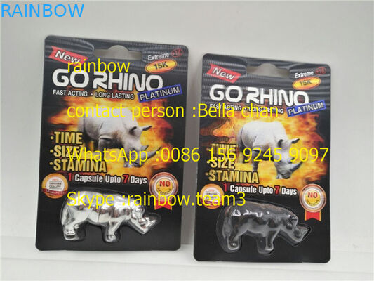 Rhino King ΗΠΑ Συσκευή σεξουαλικών χάπιων / Go Rhino Pill Case / Rhino 7 πλαστική 3D κάρτα