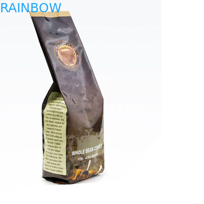 Ziplock επίπεδων κατώτατων σημείων φραγμών συνήθειας 250g 500g 1kg τετραγωνική συσκευάζοντας τσάντα φασολιών καφέ