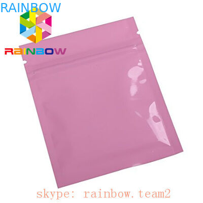 Ρόδινη μεταλλική κλειδαριά τρία φερμουάρ Mylar φύλλων αλουμινίου σφραγισμένη πλευρά επίπεδη συσκευασία σπόρου Chia σακουλών τροφίμων