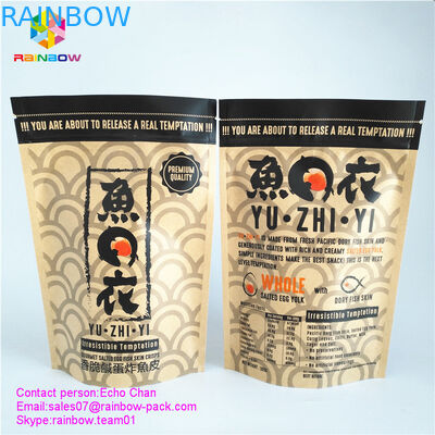 Η συνήθεια τύπωσε την τσάντα κλειδαριών φερμουάρ τσαντών εγγράφου του Κραφτ για τα γαστρονομικά αλατισμένα πατατάκια δερμάτων ψαριών αυγών 105g