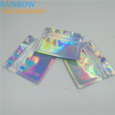 Στιλπνή πλαστική ολογραφική συσκευασία σακουλών φύλλων αλουμινίου