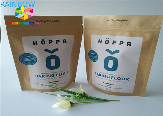 Προσαρμοσμένη τυπωμένη ziplock εγγράφου του Κραφτ στάση επάνω σακουλών πλαστική συσκευάζοντας τσάντα πρόχειρων φαγητών βόειου κρέατος στη jerky με το σαφές παράθυρο