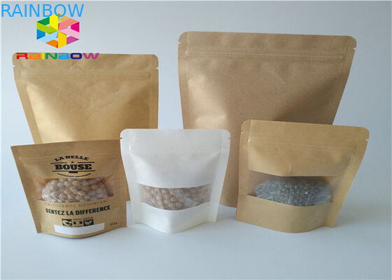 Προσαρμοσμένη τυπωμένη ziplock εγγράφου του Κραφτ στάση επάνω σακουλών πλαστική συσκευάζοντας τσάντα πρόχειρων φαγητών βόειου κρέατος στη jerky με το σαφές παράθυρο