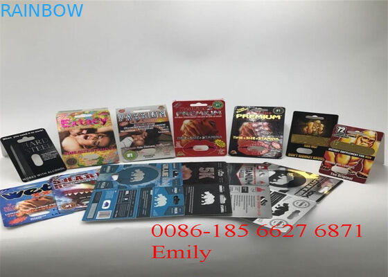 Κάρτα φουσκαλών ντυμένου εγγράφου που συσκευάζει τη στιλπνή ελασματοποίηση για τα σεξουαλικά χάπια αυξήσεων